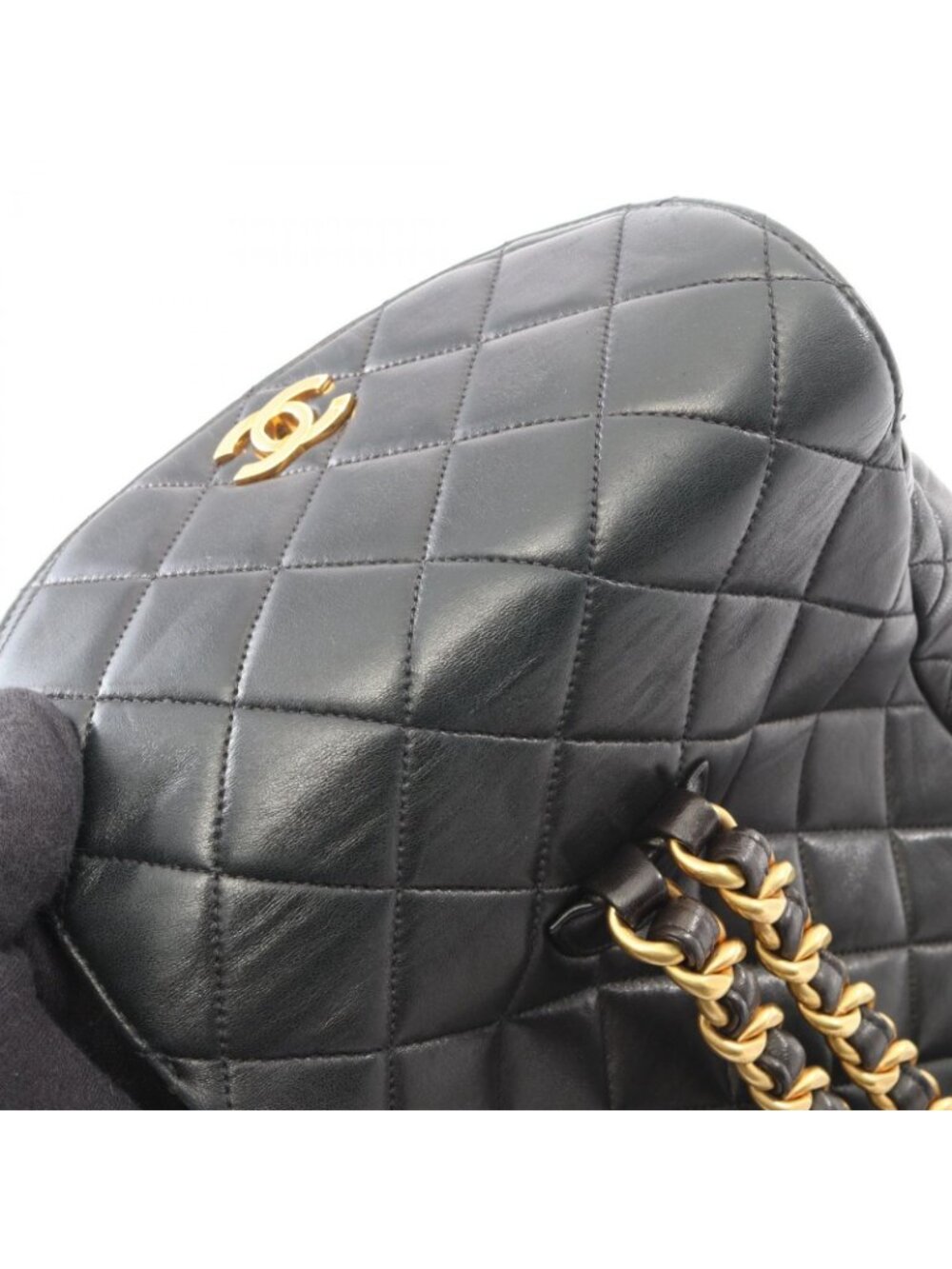 Chanel Backpack Quilted Black Lambskin Double Turnlock Chain - Picture 12 of 13